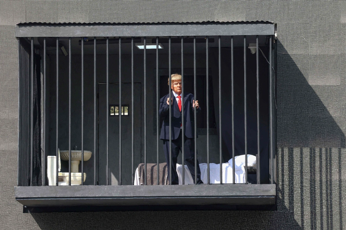 Trump shown behind bars in Tehran propaganda installation